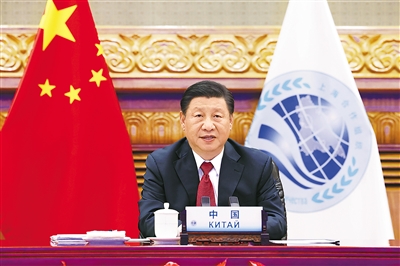 9月17日，國家主席習(xí)近平在北京以視頻方式出席上海合作組織成員國元首理事會第二十一次會議并發(fā)表重要講話。 新華社記者 黃敬文 攝