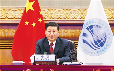 9月17日，國家主席習(xí)近平在北京以視頻方式出席上海合作組織和集體安全條約組織成員國領(lǐng)導(dǎo)人阿富汗問題聯(lián)合峰會并發(fā)表重要講話。 新華社記者 黃敬文 攝